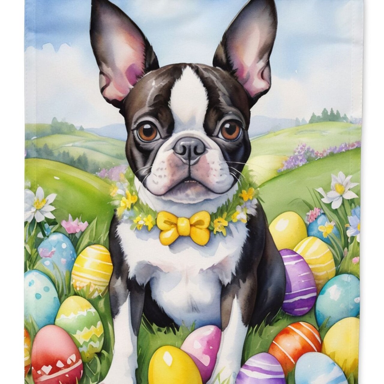 Edge Collections - 11.25" X 15.50" - Multicolor - Boston Terrier Easter Egg Hunt - 1 Piece